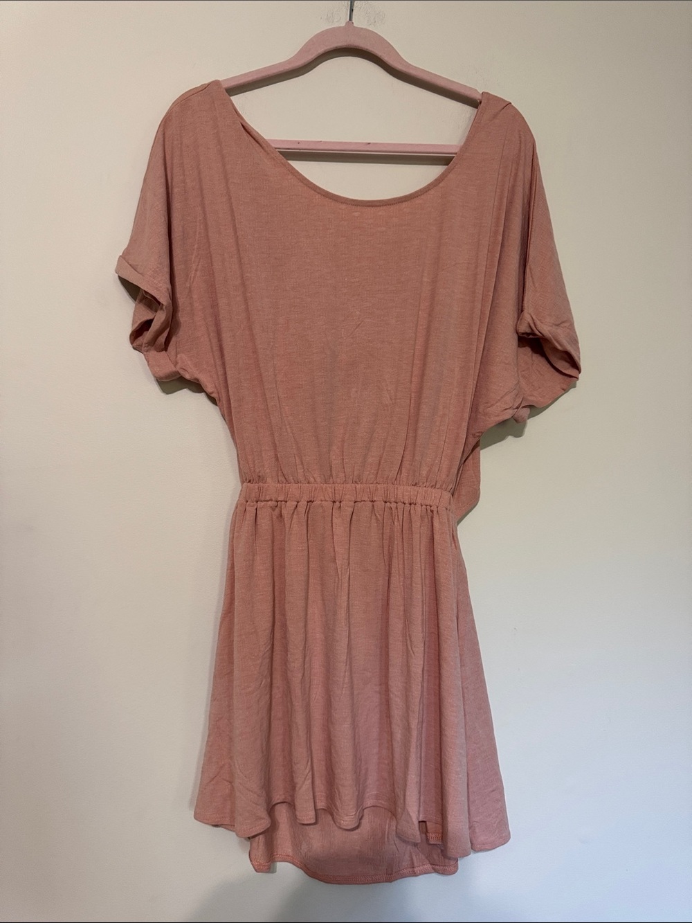 Everyday Short Sleeve Mini Dress in Dusty Rose